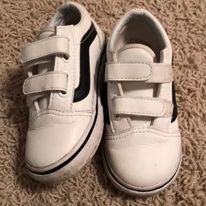 VANS unisex white and black leather velcro sz 9